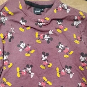 Disney Kids Long Sleeve Shirt with Mickey Mouse Print - Burgundy